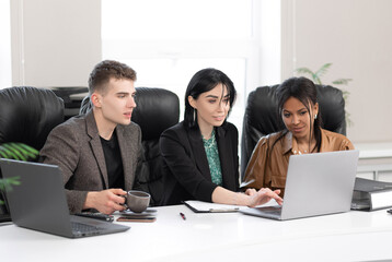 International group of business people working together.