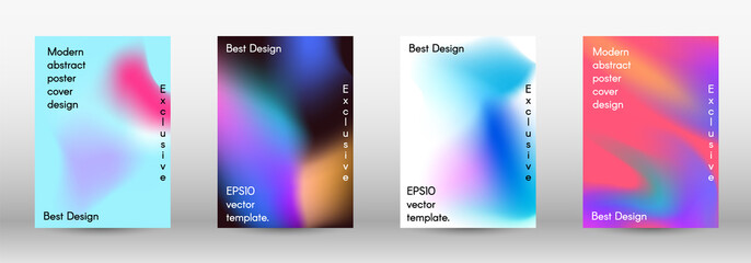 Set for liquid on colorful background.  Bright mesh blurred pattern in pink, blue, green tones.  Cover, poster, wallpaper. Colorful abstract texture. Poster design template.