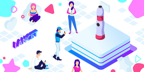 Lancet isometric design icon. Vector web illustration. 3d colorful concept