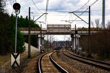 Fototapeta na wymiar Electrified railway line