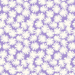 Ditsy flowers vector seamless pattern. Vintage floral surface pattern design. Retro styled botanical background. Chamomile meadow. Field of wild flowers. Modern print for fabric, paper