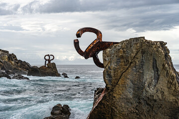 Rust sculpture on the coast of San Sebastián