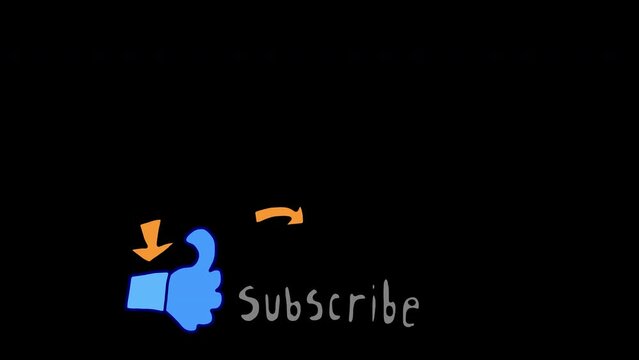 Hand-Drawn Theme For Youtube Subscribe Buttons. 2d cartoon animation for social networks. Like, subscribe and bell. Several variations of execution. Transparent background and alpha channel