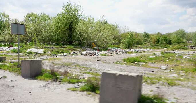 remnants of garbage left in nature by unscrupulous people