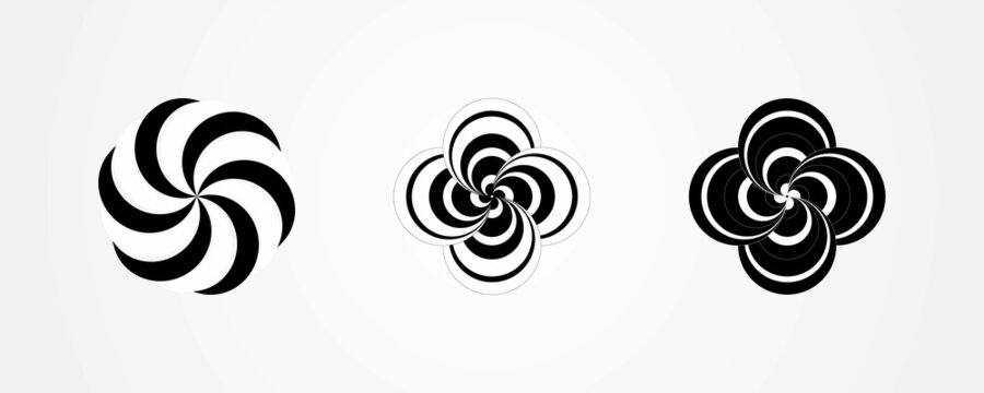 Minimal abstract symbol set Circle vortex logo Geometric shape Vector illustration