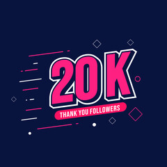 Thank You 20K Followers. Template Background Design. Congratulation Post Social Media Template