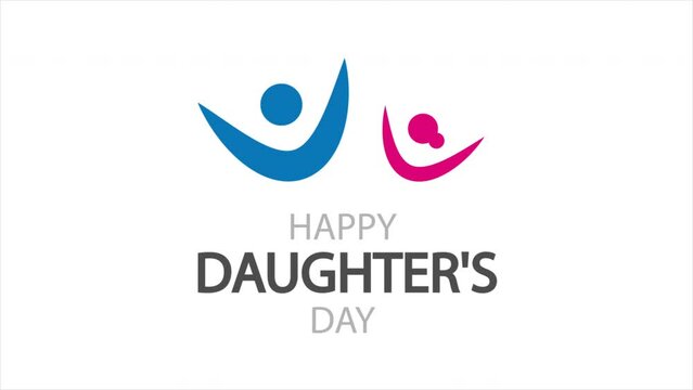 Daughters day fun dad and daughter logo, art video illustration.
