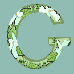 The letter "G". Can be used for various web resources. Floral print will decorate any design. Decorate your magazine, book or any web resource with this beautiful letter.