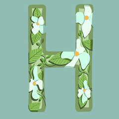 The letter "H". Can be used for various web resources. Floral print will decorate any design. Decorate your magazine, book or any web resource with this beautiful letter.