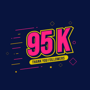 Thank You 95K Followers. Template Background Design. Congratulation Post Social Media Template