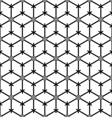 Abstract seamless geometric hexagons and diamonds pattern.