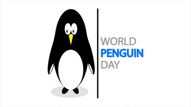 World Penguin Day April 25, art video illustration.