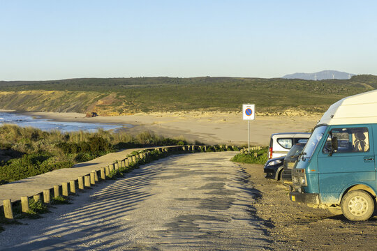 vanlife at the beach in portugal