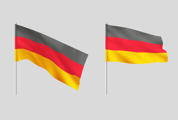 Germany flags. Set of national realistic Germanian flags.