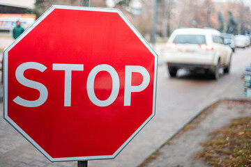 stop road sign on the street