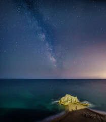 Milky way seen from the Cala Roca Grossa in Calella (Catalonia, Spain)