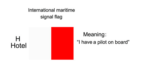 International maritime signal flag Hotel vector illustration. Alphabet visual communication between vessel boat. Fishing or military navy ship navigation system on ocean, sea. Protect against alert.