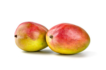 Juicy ripe Mango fruit, close-up, isolated on white background.