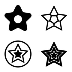 Stars Flat Icon Set Isolated On White Background