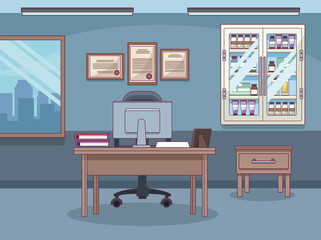 doctors office with desktop