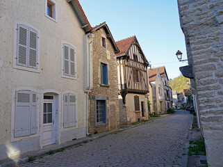Fototapeta na wymiar Street and very old houses, Burgundy France 
