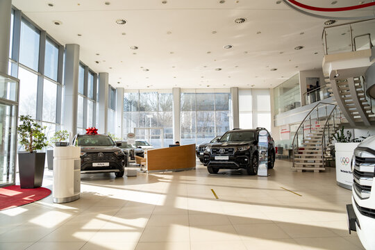 premises of the dealership of Toyota cars. buying and selling cars.