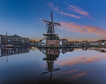 Molen de Adriaan during sunrise - Haarlem, Netherlands