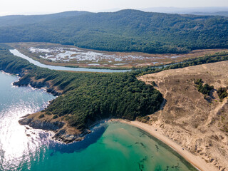 Aerial view of Arkutino beach, Bulgaria