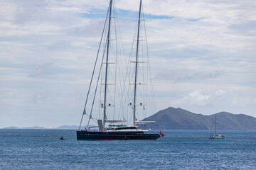 Mega Yacht  anchored in Indian Bay, Saint Vincent and the Grenadines