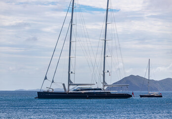 Mega Yacht  anchored in Indian Bay, Saint Vincent and the Grenadines