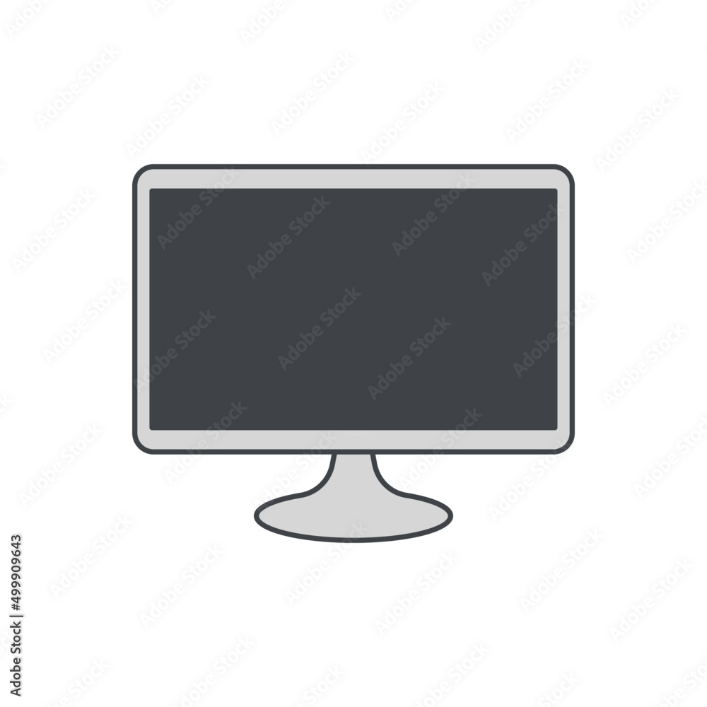 Poster computer spy, computer displayed an eye icon in color icon, isolated on white background