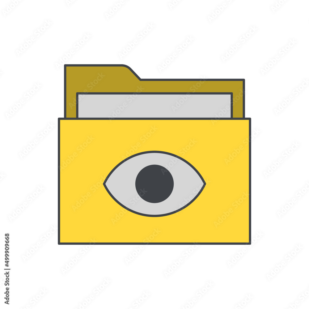Poster read only folder, folder with an eye icon in color icon, isolated on white background