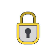 Padlock, secure icon in color icon, isolated on white background 