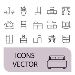 Furniture icons set . Furniture pack symbol vector elements for infographic web
