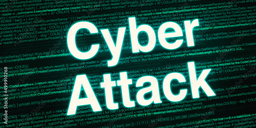 Poster cyber attack abstract background with glowing typography. futuristic cyber attacks in new technology