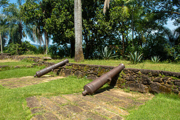 old cannons in the city of Paraty, State of Rio de Janeiro, Brazil