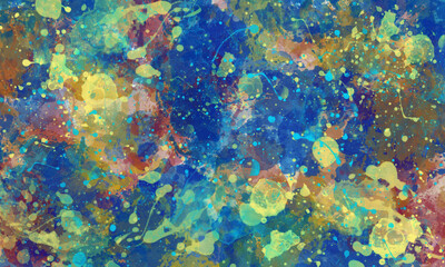 Fototapeta na wymiar Abstract summer watercolor background in blue tones. watercolor splashes