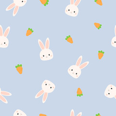Easter seamless pattern with Cute Rabbit. Illustration in vector. For greeting card, posters, banners, the card or stick, printing on the pack, printing on clothes, fabric, wallaper
