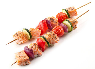 salmon vegetable skewers