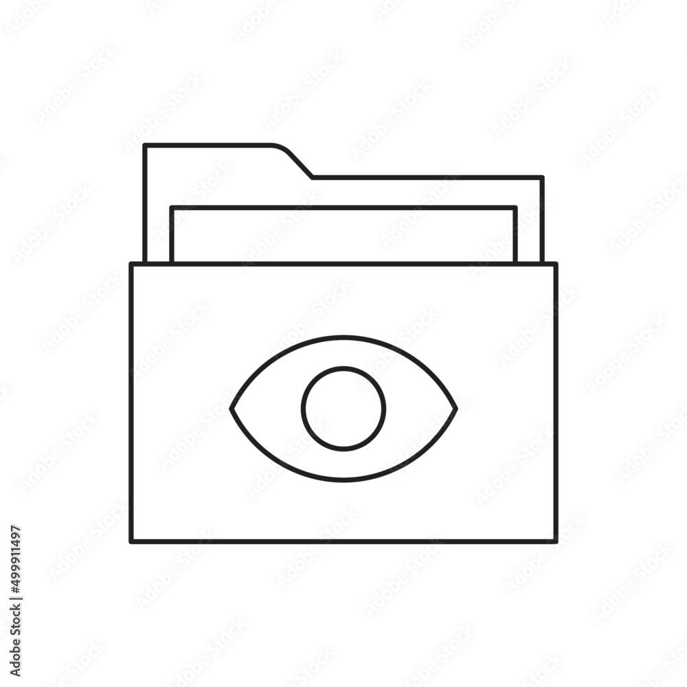 Poster read only folder, folder with an eye icon line style icon, style isolated on white background