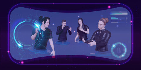 VR Glasses Metaverse Social Networks Avatars user interface People and Activities Social Connect Metaverse 3D Illustrations