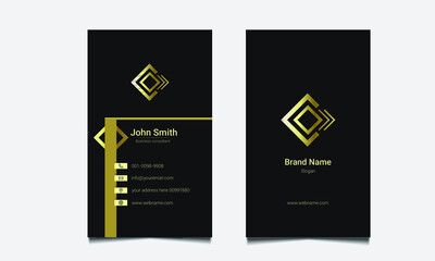 Vertical business card print template. Personal business card with company logo. Vertical card design.  Vector Illustration