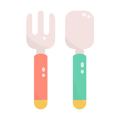 Baby spoon and fork icon