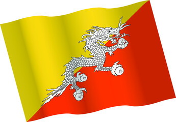 Waving Bhutanese flag isolated vector