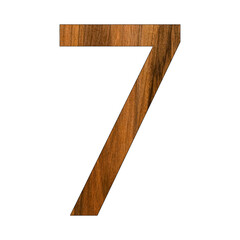 Number 7 in wood texture - White background