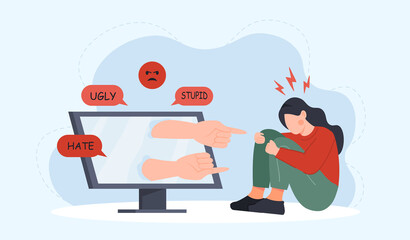 Cyberbullying or bad influence on internet concept