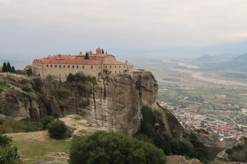 Fototapeta na wymiar St. Stephen Monastery with the town Kalambaka in the background