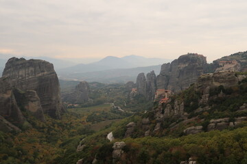 Obraz premium The Monasteries of St. Nicholas Anapafsas, Roussanou, Great Meteoron and Varlaam