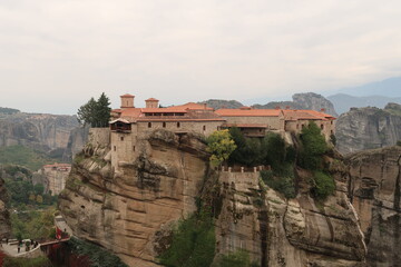 Fototapeta premium The picturesque Monastery of Varlaam, built on top of a rock formation
