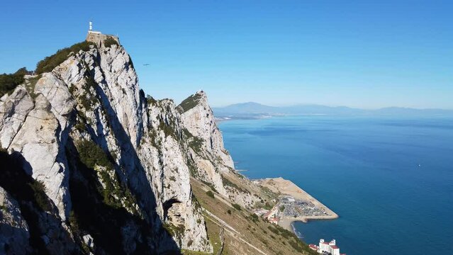 Gibraltar overview.  In sunshine. Very gentle move